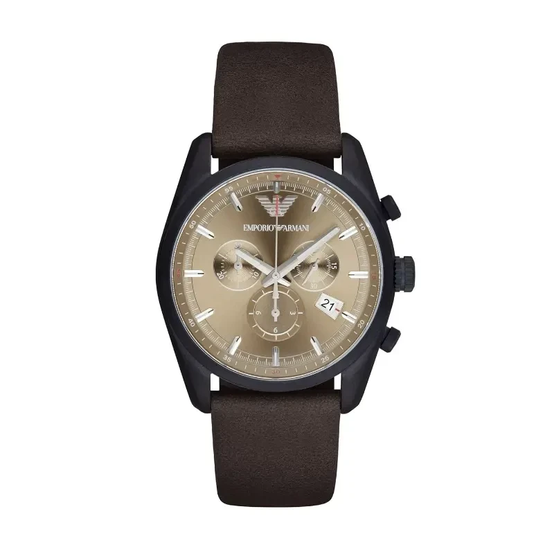 Emporio Armani Sportivo Beige Dial Leather Men's Watch- AR6078